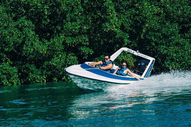 Cancun Adventure Speed Boat Jungle Tour with Transportation - Lockers, Showers, and a Tiki-Bar Bonus Afterward