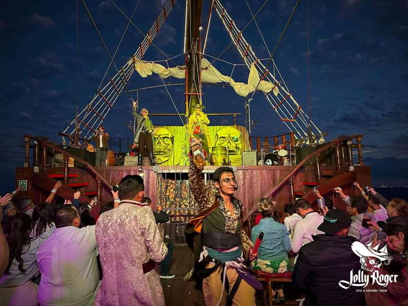 Cancún: Jolly Roger Pirate Dinner Cruise 2025 - A pirate galleon dinner cruise that turns sunset into a full show