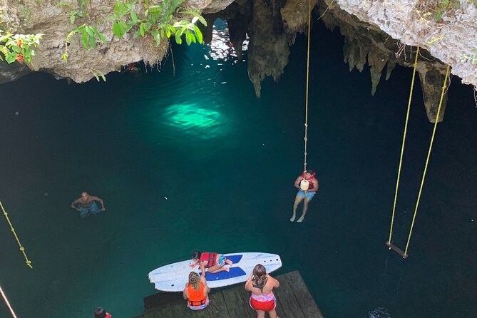 Family ATV Cenote Five Zip Lines Photos Taco Lunch Tequila Taste - Cenote Cave Swim, Optional Jumps, and Life Jacket Comfort
