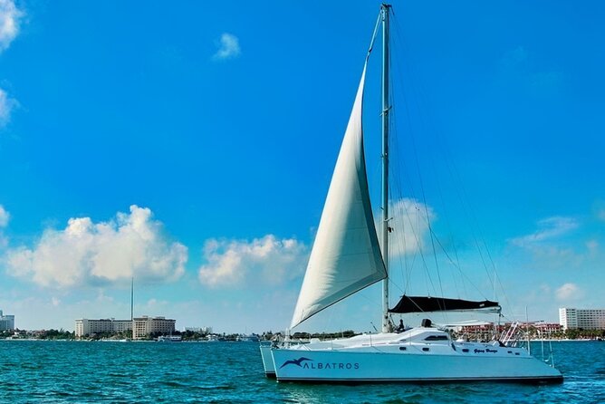 Isla Mujeres Catamaran Sailing Experience with Lunch & Open Bar - The return sail at sunset and the spinnaker if the winds cooperate