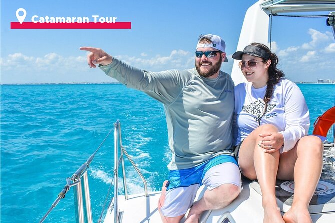 Isla Mujeres Catamaran + Snorkel + Open Bar on board + Buffet - Price and What You Still Pay: MX$800 Dock/Conservation Fee