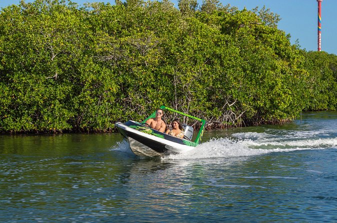 Jungle Tour adventure Cancun Speed Boat Through Mangrove - Entering Nichupté Lagoon: mangroves, channels, and calm scenery