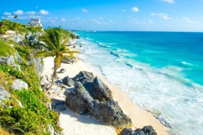Tulum Ruins visit cenotes house turtle and Sculpture Come to Light - Stop 1: Ven a la Luz Mother Nature sculpture photo logistics